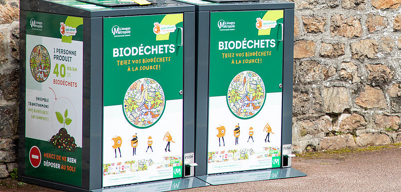 bornes biodéchets territoire de Limoges métropole 